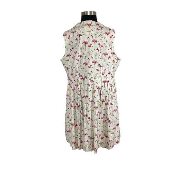 ModCloth 3X Inspired Taste Dress in Flamingos Shirt Dress Retro 50s Cottagecore - Picture 5 of 8